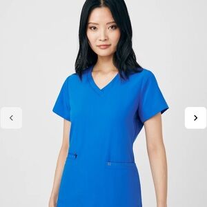 White Cross Royal Blue Scrub Top